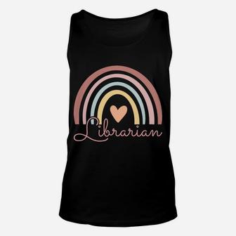 Librarian Cute Boho Rainbow Funny Back To School Librarian Unisex Tank Top | Crazezy