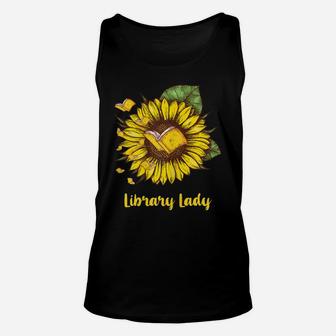 Librarian Library Lady Sunflower Lover T-shirt Unisex Tank Top - Thegiftio UK