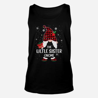 Lil Sister Gnome Buffalo Plaid Matching Family Christmas Unisex Tank Top | Crazezy CA