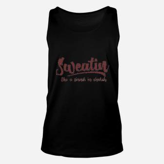 Little Royaltee Funny Saying Tanks Sweatin Like A Siner In Church Unisex Tank Top | Crazezy CA