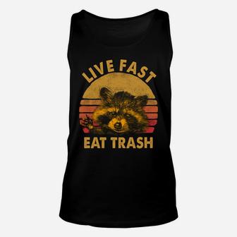 Live Fast Eat Trash Raccoon Hoodie Retro Vintage Style Unisex Tank Top | Crazezy