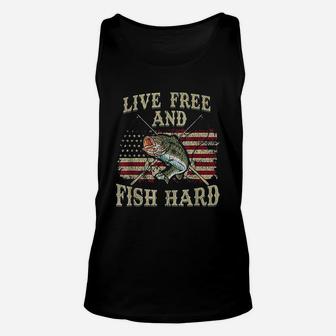 Live Free And Fish Hard Unisex Tank Top | Crazezy