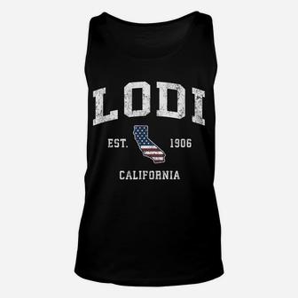 Lodi California Ca Vintage American Flag Sports Design Unisex Tank Top | Crazezy