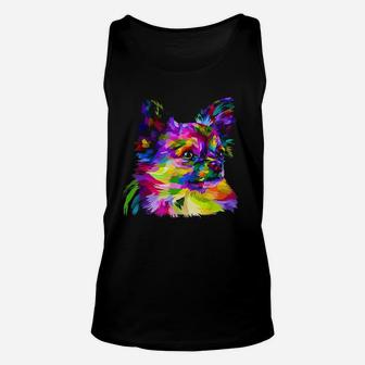Long Hair Chihuahua Pop Art Portrait Art For Dog Owners Unisex Tank Top | Crazezy CA