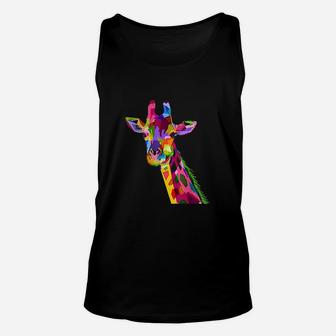 Love Animal Love Colorful Geometric Giraffe Unisex Tank Top - Thegiftio