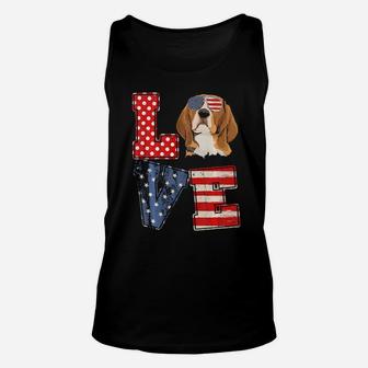 Love Beagle Face American Flag Patriotic 4Th Of July Unisex Tank Top - Monsterry