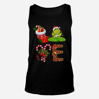 Love Frog Christmas Lights Funny Santa Hat Christmas Unisex Tank Top | Crazezy