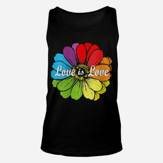 Love Is Love Gay Prides Rainbow Lgbt Pride Flower Unisex Tank Top - Monsterry AU