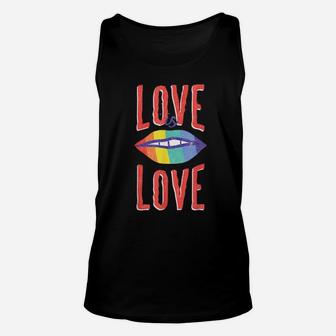 Love Is Love Rainbow Lgbt Gay Pride Lips Unisex Tank Top - Monsterry UK