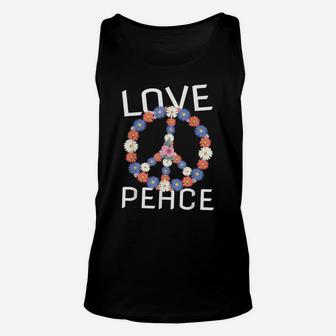 Love Peace Freedom Flower 60S 70S Peace Sign Tee Shirt Unisex Tank Top | Crazezy