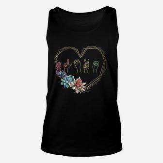 Love Sign Language Floral Heart Unisex Tank Top | Crazezy CA