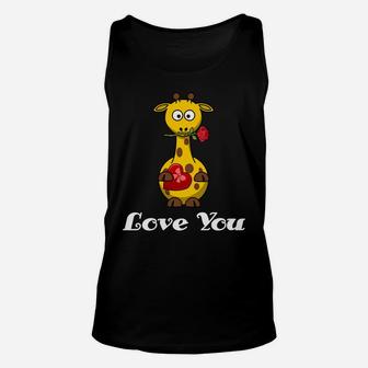 Love You Cute Giraffe Valentine Unisex Tank Top - Thegiftio