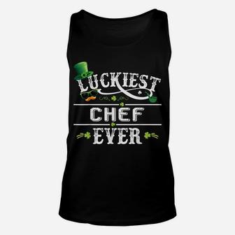 Luckiest Chef Ever Shamrock Leprechaun Hat St Patrick Day Unisex Tank Top | Crazezy