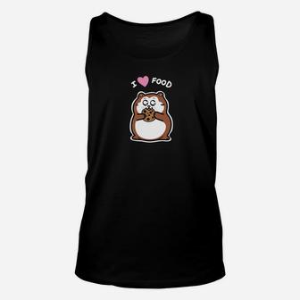 Lustiges Hamster Unisex TankTop Ich liebe Essen, Schwarzes Design - Seseable