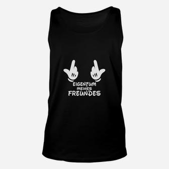 Lustiges Schwarzes Unisex TankTop Eigentum meines Freundes, Handzeichen Design - Seseable