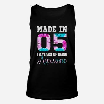Made In 05 16 Years Of Being Awesome Florals Birthday Gifts Unisex Tank Top | Crazezy