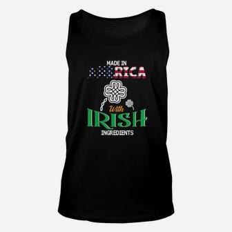 Made In America With Irish Ingredients Happy St Patrick Day Unisex Tank Top - Monsterry