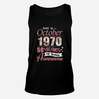 Made In October 1970 50 Years Of Being Awesome Unisex Tank Top - Thegiftio UK