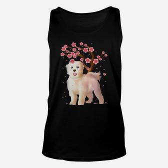 Maltese Dog Japanese Sakura Cherry Blossom Shirt Flower Gift Unisex Tank Top | Crazezy