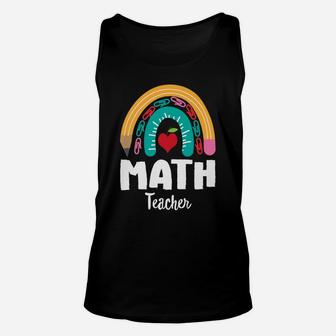 Math Teacher, Funny Boho Rainbow For Teachers Unisex Tank Top | Crazezy DE