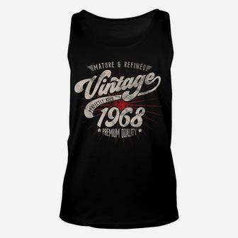 Mature And Refined Vintage 1968 Birthday Distressed Unisex Tank Top | Crazezy AU