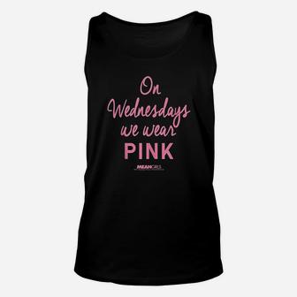 Mean Girls On Wednesdays We Wear Pink Script Unisex Tank Top - Thegiftio