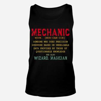 Mechanic Definition Tee Funny Mechanic Noun Meaning Vintage Unisex Tank Top | Crazezy