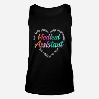 Medical Assistant Heart Word Cloud Watercolor Rainbow Unisex Tank Top | Crazezy AU
