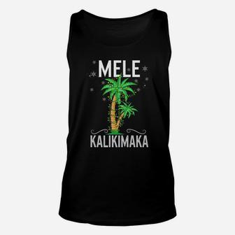Mele Kalikimaka Flamingo Xmas Hawaii Merry Christmas Palm Unisex Tank Top | Crazezy