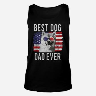 Mens American Flag Best Dog Dad Ever Shiba Inu Usa Unisex Tank Top | Crazezy