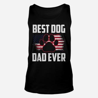 Mens American Flag Dog Dad Owner Best Dog Dad Ever Fathers Day Unisex Tank Top | Crazezy
