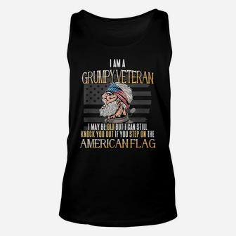 Mens American Flag Veterans Day Patriotic Grumpy Veteran Grandpa Unisex Tank Top | Crazezy CA