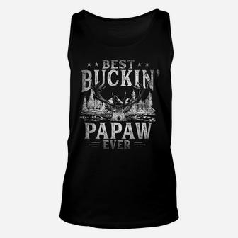 Mens Best Buckin' Papaw Ever Shirt Funny Deer Hunting Fathers Day Unisex Tank Top | Crazezy UK