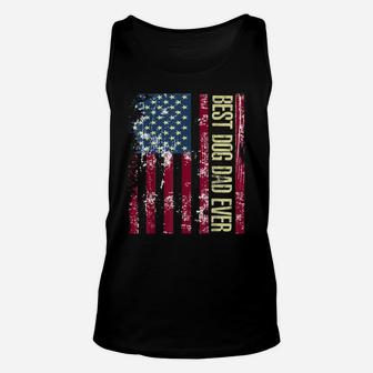 Mens Best Dog Dad Ever Gift Shirt American Flag Father's Day Gift Unisex Tank Top | Crazezy