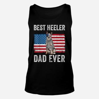 Mens Blue Heeler Dad Australian Cattle Dog Lover American Flag Unisex Tank Top | Crazezy DE