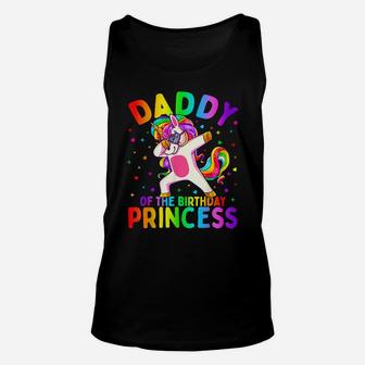 Mens Daddy Of The Birthday Princess Girl Dabbing Unicorn Dad Unisex Tank Top | Crazezy