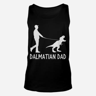 Mens Dalmatian Dad Dinosaur Dog Owners Funny Father's Day Unisex Tank Top | Crazezy