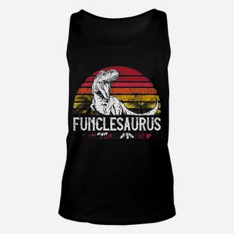 Mens Father's Day Gift For Uncle Funcle Saurus T Rex Funny Unisex Tank Top | Crazezy AU