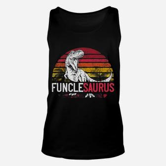Mens Funcle Saurus Father's Day Funclesaurus Uncle T Rex Dinosaur Unisex Tank Top | Crazezy CA