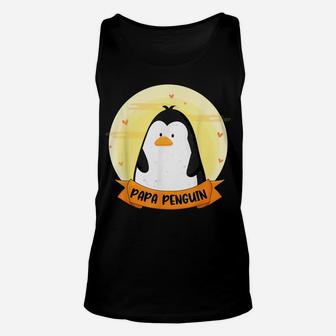 Mens Funny Men's Penguin Lovers Dad Father Daddy Papa Penguin Unisex Tank Top | Crazezy