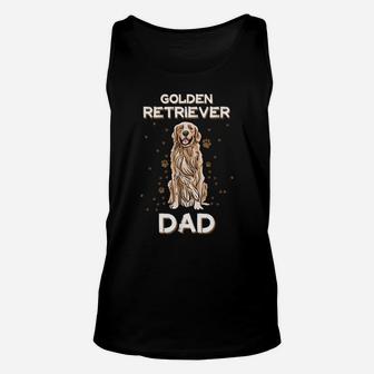 Mens Golden Retriever Dad Dog Illustration Golden Retriever Owner Unisex Tank Top | Crazezy