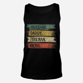 Mens Husband Daddy Fireman Hero Firefighter Father's Day Gift Dad Unisex Tank Top | Crazezy CA