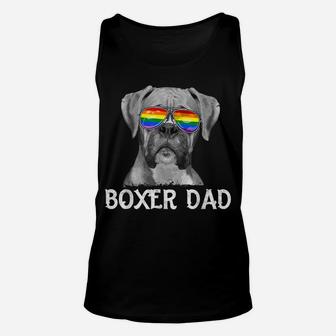 Mens Lgbt Boxer Dad Rainbow Pride Flag Dog Lover Father's Day Unisex Tank Top | Crazezy