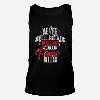 Mens Never Underestimate An Old Man With A Piano Unisex Tank Top | Crazezy CA