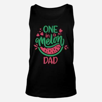 Mens One In A Melon Dad Summer Fruit Watermelon Theme Kid's Party Unisex Tank Top | Crazezy