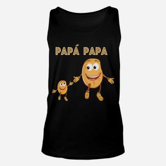 Mens Papa Potato Daddy Funny Pun Dad Father Gift Learning Spanish Unisex Tank Top | Crazezy