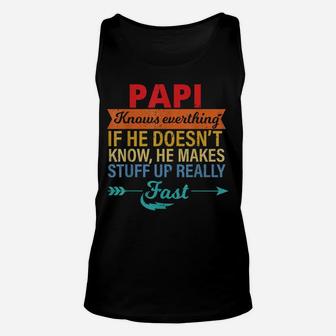 Mens Papi Knows Everything Grandpa Father's Day From Daughter Unisex Tank Top | Crazezy AU