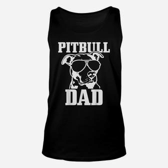 Mens Pitbull Dad Funny Dog Pitbull Sunglasses Fathers Day Pitbull Unisex Tank Top | Crazezy AU