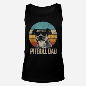 Mens Pitbull Dad Vintage Sunglasses Funny Pitbull Dog Owner Unisex Tank Top | Crazezy