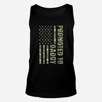 Mens Promoted To Daddy American Flag Camo Fathers Day Tee Unisex Tank Top | Crazezy